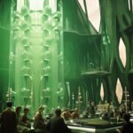 AI Arch Design Green Futuristic temple